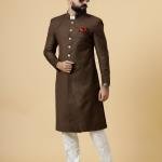 Classic Cocoa Brown Achkan for Men | Elegant Ethnic Wear | Jaipurio